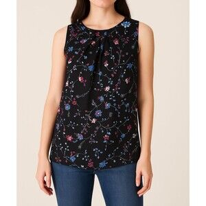 LOFT Outlet Women’s Sleeveless‎ Floral Blouse Black Multicolor Size S